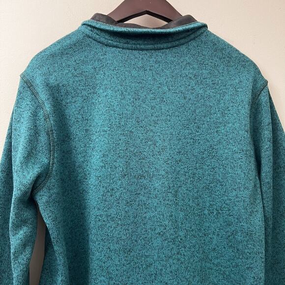 Eddie Bauer 1/4 Zip Mens Pullover Med Teal Heather Fleece Hiking Preppy Golf - Picture 10 of 11